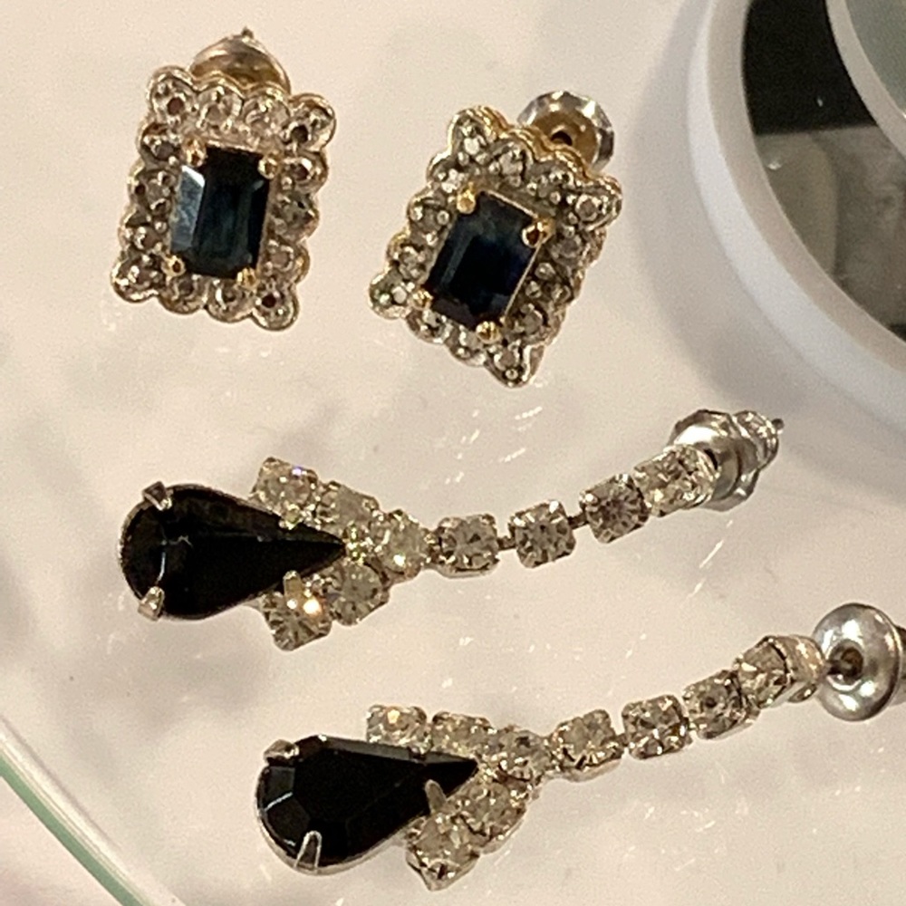 ⚫️ Blk Onyx/Diamond 925 Studs w/Bonus❣️Fun Dangles